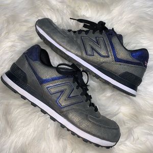 New Balance 574 RARE. blue & gold-ish metallic